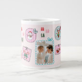 Personalized Christmas Photo | Cute Pink Fa La La ジャンボコーヒーマグカップ (正面)