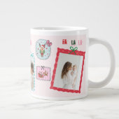 Personalized Christmas Photo | Cute Pink Fa La La ジャンボコーヒーマグカップ (右)