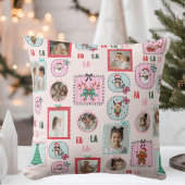 Personalized Christmas Photo Pillow | Cute Pink クッション