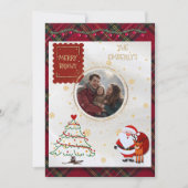 Personalized Christmas Photo Santa and Tree シーズンカード (正面)