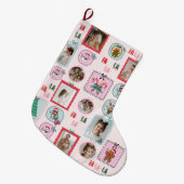Personalized Christmas Photo Stocking | Cute Pink ラージクリスマスストッキング (正面 (吊り時))