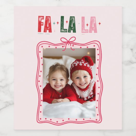 Personalized Christmas Pink Fa La La ワインラベル (シングルラベル)