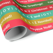 Personalized Christmas Red Green and Gold Stripes ラッピングペーパー (ロールコーナー)