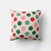 Personalized Christmas Red Green and Pink Polka クッション (裏面)
