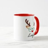 Personalized Christmas Reindeer Mug | Cute Holiday マグカップ (正面右)