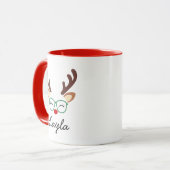 Personalized Christmas Reindeer Mug | Cute Holiday マグカップ (正面左)