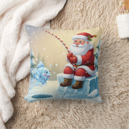 Personalized Christmas Santa Ice Fishing   クッション