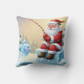 Personalized Christmas Santa Ice Fishing   クッション (裏面)
