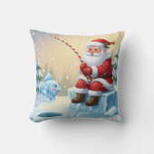 Personalized Christmas Santa Ice Fishing   クッション (正面)