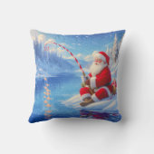 Personalized Christmas Santa Ice Fishing   クッション (裏面)
