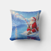 Personalized Christmas Santa Ice Fishing   クッション (正面)