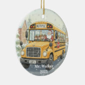 Personalized Christmas School Bus Driver Gift セラミックオーナメント (右)