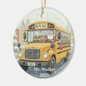 Personalized Christmas School Bus Driver Gift セラミックオーナメント (左)
