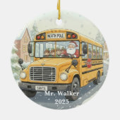 Personalized Christmas School Bus Driver Gift セラミックオーナメント (裏面)