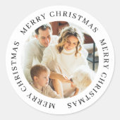 Personalized Christmas Simple Modern Custom Photo ラウンドシール (正面)
