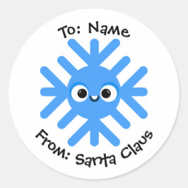 Personalized Christmas Snowflake Sticker – To/From ラウンドシール