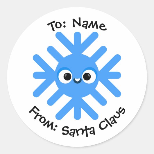 Personalized Christmas Snowflake Sticker – To/From ラウンドシール (正面)