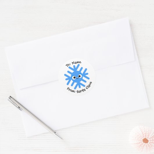 Personalized Christmas Snowflake Sticker – To/From ラウンドシール (封筒)
