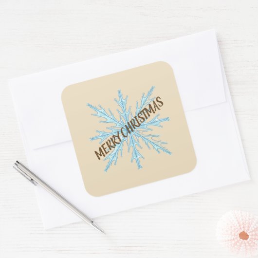Personalized Christmas Snowflake Stickers – Labels スクエアシール (封筒)
