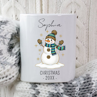 Personalized Christmas Snowman Christmas Winter コーヒーマグカップ