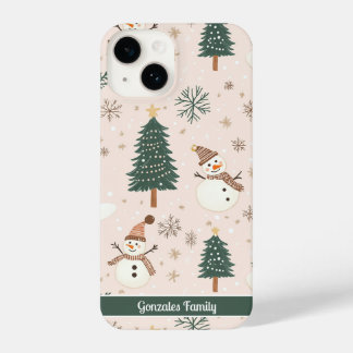 Personalized Christmas snowman phone case iPhone 14ケース