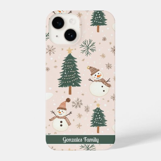 Personalized Christmas snowman phone case iPhoneケース (裏面)