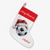 Personalized Christmas Soccer Ball with hat santa  スモールクリスマスストッキング (正面 (吊り時))