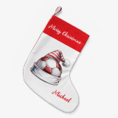 Personalized Christmas Soccer Ball with hat santa  スモールクリスマスストッキング (正面 (吊り時))