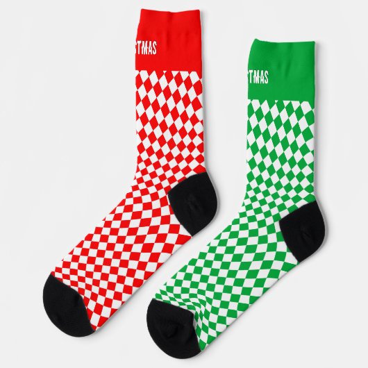 Personalized Christmas Socks, Green / Red ソックス (左)