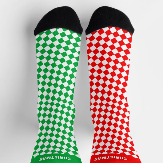 Personalized Christmas Socks, Green / Red ソックス (上部)