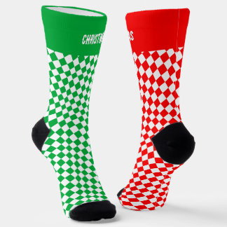 Personalized Christmas Socks, Green / Red ソックス