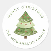 Personalized Christmas Stickers Pine Tree Holiday ラウンドシール (正面)