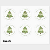 Personalized Christmas Stickers Pine Tree Holiday ラウンドシール (シート)