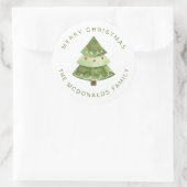 Personalized Christmas Stickers Pine Tree Holiday ラウンドシール (バッグ)