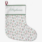 Personalized Christmas Stocking - Holly & Berry ラージクリスマスストッキング (正面)