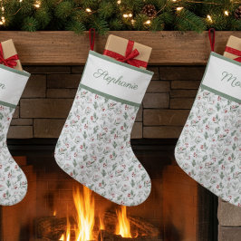 Personalized Christmas Stocking - Holly & Berry ラージクリスマスストッキング