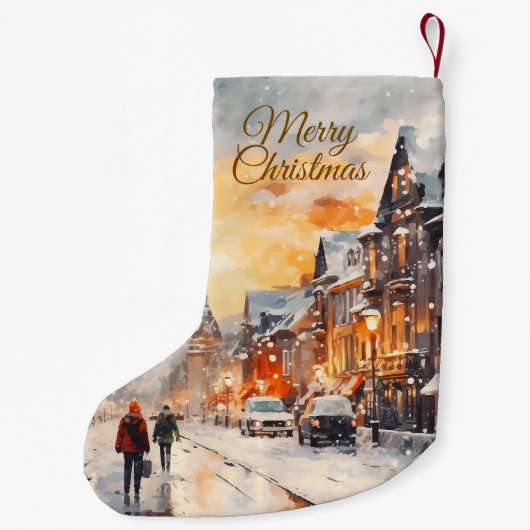 Personalized Christmas Stocking Winter Village スモールクリスマスストッキング (裏面)