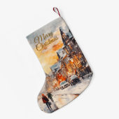 Personalized Christmas Stocking Winter Village スモールクリスマスストッキング (裏面 (吊り時))