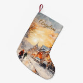 Personalized Christmas Stocking Winter Village スモールクリスマスストッキング (正面 (吊り時))