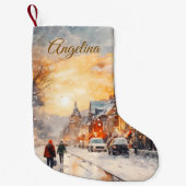 Personalized Christmas Stocking Winter Village スモールクリスマスストッキング (正面)