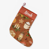 Personalized Christmas Stocking with Cozy Hot  スモールクリスマスストッキング (正面 (吊り時))