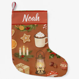Personalized Christmas Stocking with Cozy Hot  スモールクリスマスストッキング