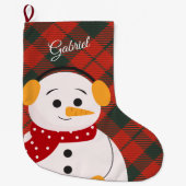 Personalized Christmas Stocking with Cute Snowman  ラージクリスマスストッキング (正面)