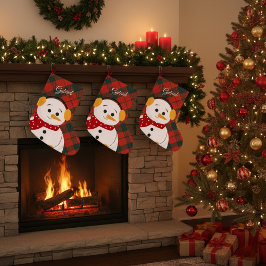 Personalized Christmas Stocking with Cute Snowman  ラージクリスマスストッキング