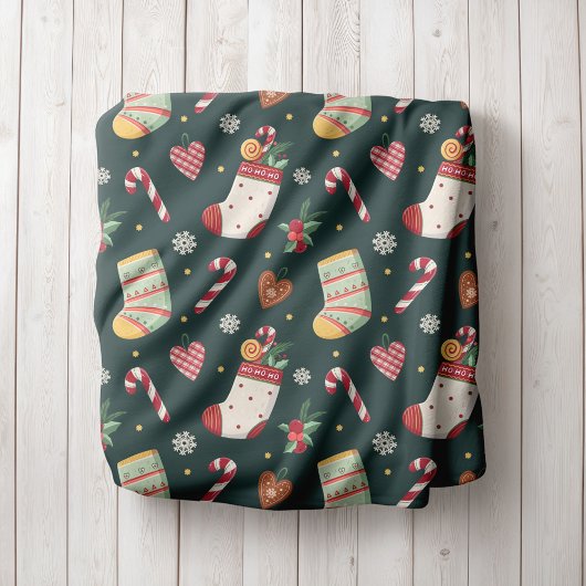 Personalized Christmas Stockings Fleece Blanket フリースブランケット