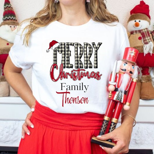 Personalized Christmas T-shirt with family name Tシャツ