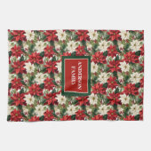 Personalized Christmas Towel Classic Floral Look キッチンタオル (横)