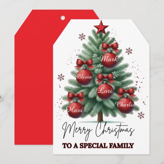 Personalized Christmas Tree| Custom Family Names サンキューカード (正面/裏面)