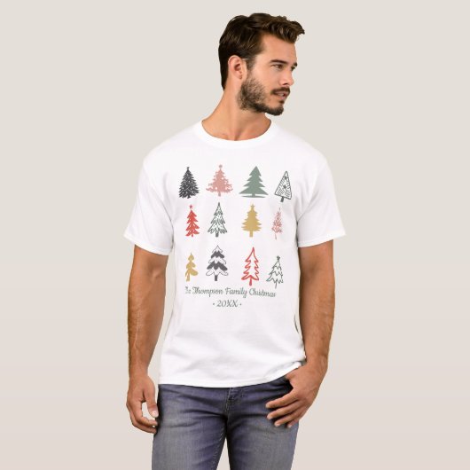 Personalized Christmas Tree Cute Family Matching Tシャツ (正面フル)