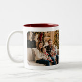 Personalized Christmas Tree Family Photo ツートーンマグカップ (左)